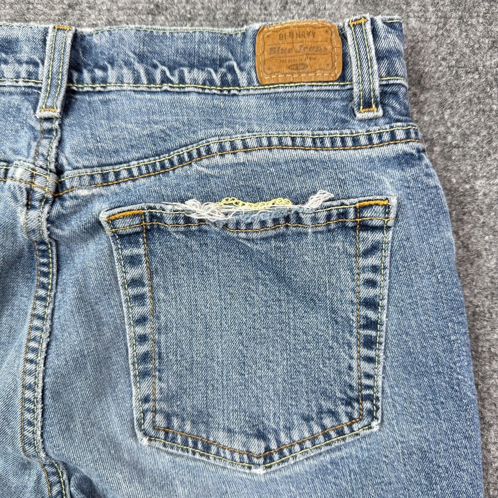 Vintage Old Navy Bootcut Jeans Sz 8 Mid Rise Stretch Below Waist Distressed Y2K - Picture 11 of 16
